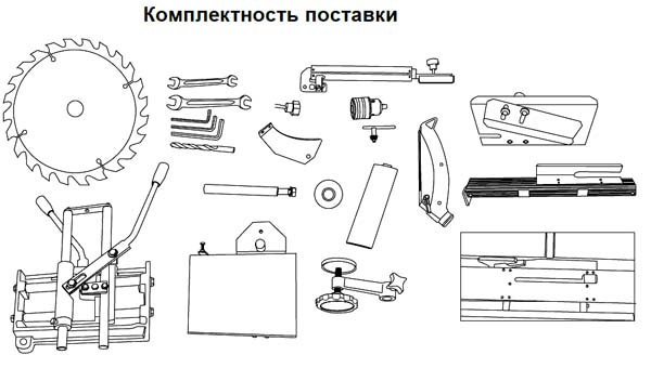 Стандартная комплектация верстата WM1921
